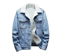 EMATOP unsere marken Jeansjacke Herren Winter Denim Jacke Warme Gefütterte Cordjacke Mode Revers Jeans Jacken mit Fell Mantel Casual Einfarbig Winterjacke Vintage Übergangsjacke