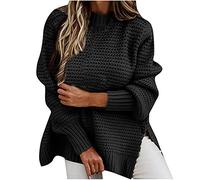 EMATOP Warm Pullover Damen Elegant Grobstrick Sweatshirt Langarm Casual Strickpullover Lockerer Lang Longpullover Oversize Pulli Jumper Basic Rundhals Strickpulli blitzangebote des Tages