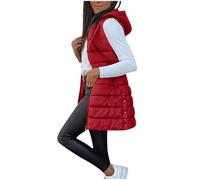 EMATOP Weste Damen Lang Warm Steppweste Winter Ärmellose Jacke mit Kapuze | Longweste, Elegant Baumwolle Daunenweste, Leichte Sport Wintermantel, Einfarbig Mode Steppmantel, Bequem Daunenmantel