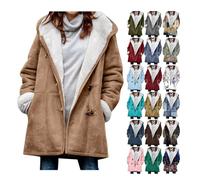 EMATOP Winterjacke Damen Lang Warm Gefüttert Fleecejacke Casual Langarm Wintermantel mit Kapuze Parka Mantel Herbst Winter Baumwolle Kapuzenjacke Elegant Einfarbig Winterparka Jacke Outwear