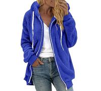 EMATOP Winterjacke Damen Teddy Fleece Mantel Flauschig Hoodie Jacken Warm Gefüttert Fleecejacke mit Kapuze Plüschjacke Herbst Winter Langarm Wintermantel Einfarbig Kuschelig übergangsjacke