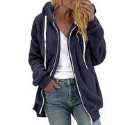 EMATOP Winterjacke Damen Teddy Fleece Mantel Flauschig Hoodie Jacken Warm Gefüttert Fleecejacke mit Kapuze Plüschjacke Herbst Winter Langarm Wintermantel Einfarbig Kuschelig übergangsjacke