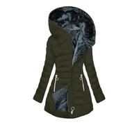 EMATOP Wintermantel Damen Warm Gefüttert Steppjacke Lange Elegant Damenmantel Langarm Winter Parka Jacke mit Kapuze Winterparka Mantel Einfarbig Bequemes Sportjacke Winddicht Outdoorjacke