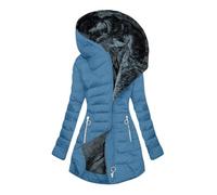 EMATOP Wintermantel Damen Warm Gefüttert Steppjacke Lange Elegant Damenmantel Langarm Winter Parka Jacke mit Kapuze Winterparka Mantel Einfarbig Bequemes Sportjacke Winddicht Outdoorjacke