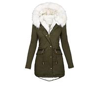 EMATOP Wintermantel Damen Warmer Lang Jacke Baumwolle Einfarbig Wanderjacke mit Kapuze Wintermantel Langarm Elegant Steppmantel Herbst Winter Outdoor Baumwolljacke Kuschelig Winterparka Mantel