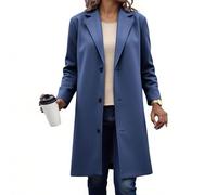EMATOP Wollmantel Damen Winter Warm Trenchcoat Elegant Lang Blazer Jacke Langarm Einfarbig Wintermantel Baumwolle Revers Übergangsjacke Klassisch Business Windbreaker Mode Knopf Outdoorjacke