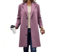 EMATOP Wollmantel Damen Winter Warm Trenchcoat Elegant Lang Blazer Jacke Langarm Einfarbig Wintermantel Baumwolle Revers Übergangsjacke Klassisch Business Windbreaker Mode Knopf Outdoorjacke