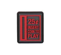 Emblem 3D Rubber Patch Insert Coin to Play schwarz-rot #5099