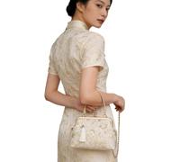 Embroidered Evening Handbag Chinese Qipao Styles Shoulder Bag for Wedding Guest and Daily Activity in Retro Aesthetic Embossed Bag