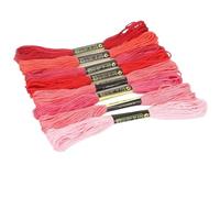 embroidery thread Fadenseide, 7,5 m, Seidenfaden, Nähstränge, Stich, Baumwolle, Kreuz-Set, Stricken, Stickerei, Nähzubehör für Stickereien Enthusiasten und Anfänger(Red series 8pcs)