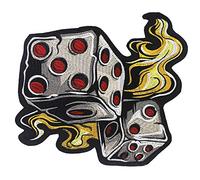 EMDOMO Rock-Würfel-Aufnäher, DIY, Stickerei, Aufnäher, Punk-Aufkleber, zum Aufbügeln auf Kleidung, Jacke, dekoriert, 1 Stück