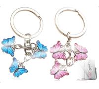 Emezddo 2 Stück Schlüsselanhänger,Niedliche Schmetterling Kette Quaste Charms,Aesthetic Taschenanhänger,verwendet für Frauen Damen Teenager Geldbörse Geburtstag Kollegen