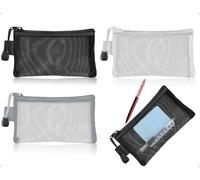 Emezddo 3 Stück Federmäppchen,Transparente Mesh Nylon Reißverschluss Beutel,Tragbares Kosmetiktasche,Reißverschlusstaschen,verwendet für Schule Büro Lippenstift Kopfhörer