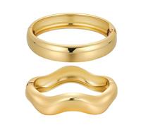 Emibele 2 Stück Goldarmbänder Damen, Modische Unregelmäßige Breite Armspange, Chunky Goldene Offene Armreifen, Minimalistischer Schmuck, Geschenk für Valentinstag Weihnachten Geburtstag