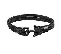 Emibele Armband für Männer & Frauen, handgefertigtes Rindsleder, Wickelarmband, mehrschichtiges Vintage-Anker-Manschettenarmband, 3 Größen für Männer/Frauen/Paare/Liebhaber/Partner, One Size, Leder