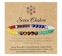 Emibele Chakra Armbänder, bunte Natursteine 7Chakren Kristallarmband für positive Energie erleichtern Angst Meditation, Heilung Kristallschmuck 4mm Runde Perle Mode Schmuck Geschenke für Frauen Männer