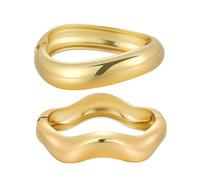 Emibele Damen Gold Armreifen, 2 Stück Offene Unregelmäßige Chunky Armbänder, Modische Breite Armspange, Minimalistischer Schmuck, Geschenk für Geburtstag Valentinstag Weihnachten