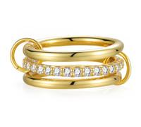 Emibele Stapelbare Ringe für Frauen, Multi-Link Verbunden Gold Silber Ringe für Frauen Nicht Anlaufen, Interlocking Metall Stapelbar Bands, Schmuck Geschenk für Geliebte Menschen, Größe 6-10