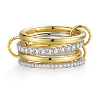 Emibele Stapelbare Ringe Für Frauen, Nicht Anlaufen Gold Ringe, Silber Zierliche Kubische Zirkonia Bands, Zwei Getönten Gemischten Metall Stacking Band, Schmuck Geschenke Für Frauen, Größe 5