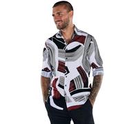 emilio adani Herren Herren Langarm-Hemd Gemustert, Rot, 38003, Rot in Größe XXL