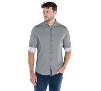 emilio adani Herren Herren Langarm-Hemd Gemustert, Schwarz, 39597, Schwarz in Größe M