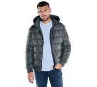 emilio adani Herren Herren Lederjacke mit Abnehmbarer Kapuze, Mittelblau, 39279, Mittelblau in Größe 50