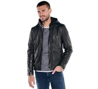 emilio adani Herren Herren Lederjacke mit Abnehmbarer Kapuze, Schwarz, 39084, Schwarz in Größe 50
