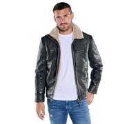 emilio adani Herren Herren Lederjacke mit Umlegekragen, Anthrazit, 39276, Anthrazit in Größe 54