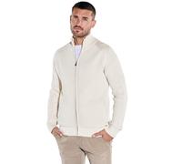emilio adani Herren Herren Strickjacke mit Rippstruktur, Creme, 39177, Creme in Größe XL