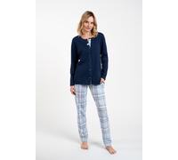Emilly Unbuttoned Ladies' Long Sleeve Pyjamas and Trousers Italian Fashion -granate/print - Größe XL 42