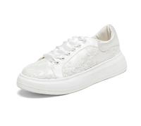 Emily Bridal 115-22 Frauen Hochzeit Sneakers Flats Tennisschuhe Blume Spitze Sneakers,Elfenbein,36 EU