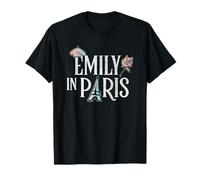 Emily In Paris Logo with Parisian Icons Distressed Style T-Shirt