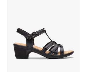 Emily2 Rose schwarze Leder-Sandalen