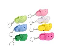 Eminchu 7 Stück Silikon-Slipper-Schlüsselanhänger, Niedliche Weiche Loch-Sandalen, Schlüsselanhänger, mit 7 Farben für Rucksäcke, Autos, Geschenke