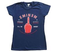 Rock Off Trade T-Shirt Eminem Detroit Finger Logo Nue Offiziell Damen Skinny Fit Navy Blau M