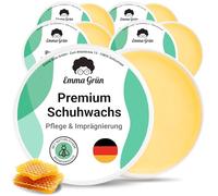 Emma Grün® Schuhwachs Farblos Lederpflege & Schuhpflege 5x 100ml [MIT BIENENWACHS] - Lederbalsam Lederfett Farblos inkl. Schwamm - Lederschuhe Pflege natürlich Made in Germany
