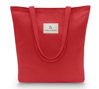 Emma Jonasson Jutebeutel mit Reißverschluss - Stilvoller Shopper Damen mit Innentasche - Einkaufstasche mit langem Henkel - perfekte Tasche als Tote bag, Schultertasche, Stofftasche groß rot