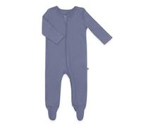 emma & noah Baby Schlafanzug, Weicher & Atmungsaktiver Strampler für Neugeborene, Oeko-TEX Zertifiziert, Langarm Pyjama mit Reißverschluss für Jungen & Mädchen, Mit Füßen (74, Essential Blau)