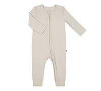 emma & noah Baby Schlafanzug, Weicher & Atmungsaktiver Strampler für Neugeborene, Oeko-TEX Zertifiziert, Langarm Pyjama mit Reißverschluss für Jungen & Mädchen, Ohne Füße (Essential Beige, 80 cm)