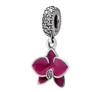 EMMEXX Orchidee Charm aus 925 Sterling Silber Blume für Jahrestag Weihnachten für Pandora Armbänder (Pink)