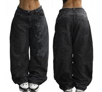 EMMIOL Damen Boyfriends Hip Hop 90er Jahre Vintage Baggy Jeans Mid-Low Waist Jeans Loose Denim Pants
