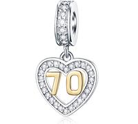 EMOSTAR 10 13 15 16 17 18 19 20 21 22 25 28 30 35 40 45 50 55 60 65 70 Geburtstags-Charms, passend für europäische Armbänder, Halskette, baumelnd, 18 Karat goldener Zahlen-Herz-Anhänger mit Zirkonia