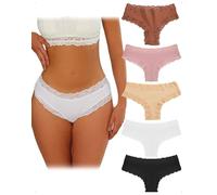 EMOTTOS 5er Pack Unterhosen Damen Spitze, Sexy Tanga Baumwolle Damen, Bequem Unterhosen Baumwolle Frauen, Unterhose Frauen Spitze Atmungsaktive, Women Slips Mehrpack Baumwoll, 5 Farben, M