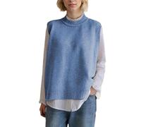 EMOTTOS ärmellose Strickweste Damen, Plain Sleeveless Jumpers Chunky Buttons Sweaters mit Rundhalsausschnitt, Pull Over Soft Casual Stylish Vintage Pullunder, Blau, Einheitsgröße