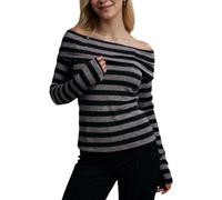 EMOTTOS Damen Slim Fit Crop Tops, Modische Damen y2k Tops für Casual One-Shoulder Langarm T-Shirt Basic Bluse Tee Tops, Schwarz L