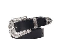 EMOTTOS Damen Vintage Leder Gürtel - Schnitzerei Schnalle Western Cowboy Cowgirl für Frauen, Exquisite Retro Schnalle für Jeans Kleid (A-SILVER)