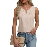 EMOTTOS Frauen Geraffte ärmellose Tops, Sommer Lässig V-Ausschnitt Ausschnitt Tank Top, Lose Swing Geschwungenen Saum Weste Tops mit Cinched Taille Saum, Aprikose, S