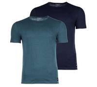 EMPORIO ARMANI Herren T-Shirt, 2er Pack - ESSENTIAL LOGOLABEL, Rundhals, Stretch Cotton Dunkelblau/Petrol M
