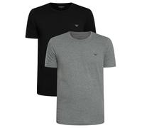 Emporio Armani 2er-Pack Crew Neck T-Shirt, Grau meliert/Schwarz, Größe M