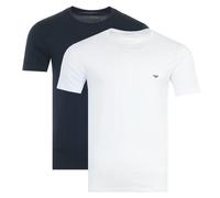 EMPORIO ARMANI Herren T-Shirt Vorteilspack - Crew Neck, Rundhals, Stretch Cotton Adler Weiß/Marine S 2er Pack (1 x 2P)